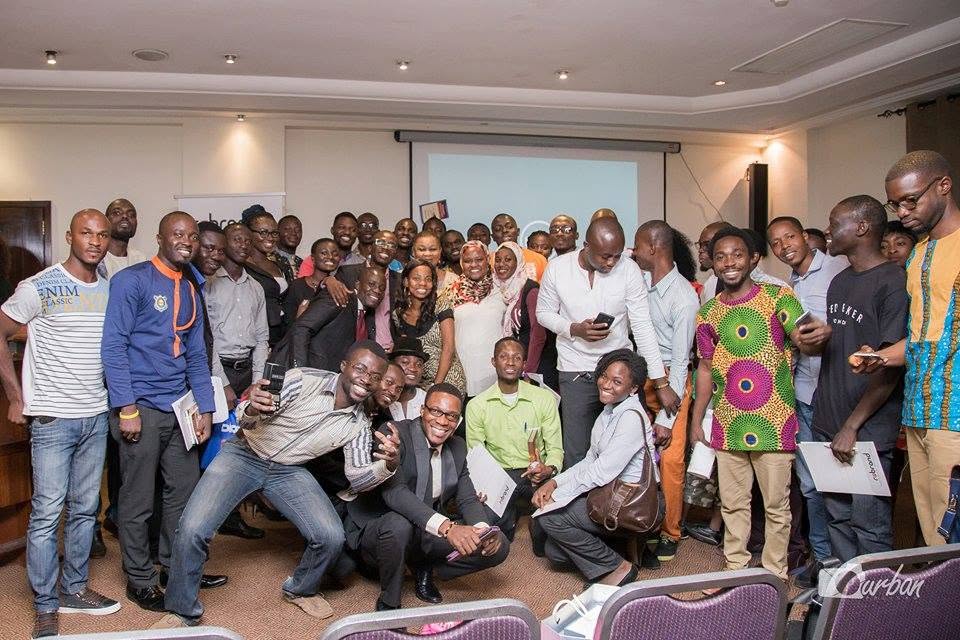 Rebrand attendees celebrating together